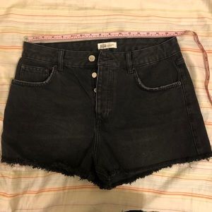 Zara Black High Waisted Denim Shorts, US 10